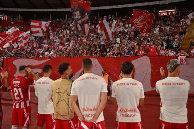 CRVENA ZVEZDA vs LARNE NORTHERN IRLAND CELEBRATION football Crvena zvezda vs Larne Northern Irland during UEFA Champions league qualification match at Rajko Mitic stadium, Belgrade 29.07.2026 Foto: FOOTBALL, CRVENA ZVEZDA, RED STAR, UEFA CHAMPIONS LEAGUE QUALIFICATIONS, LARNE NORTHERN IRLAND Belgrade Rajko Mitic stadium Serbia Copyright: xMarkoxMetlasx xMNxPressx