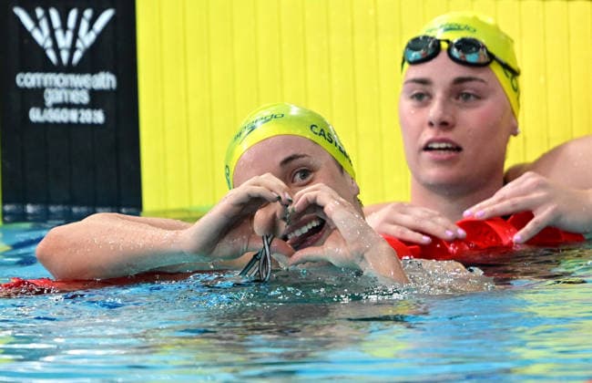COM26 SWIMMING FINALS, Brittany Castelluzzo of Australia reacts after winning the Womens 200m Butterfly Final during the Glasgow 2026 Commonwealth Games at the Tollcross International Swimming Centre in Glasgow, Scotland, Wednesday, July 29, 2026. ( NO ARCHIVING, EDITORIAL USE ONLY Glasgow Scotland United Kingdom  Copyright: xDEANxLEWINSx 20260730195141686650