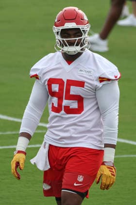 ST. JOSEPH, MO - JULY 29: Chris Jones 95 during the Kansas City Chiefs training camp on July 29, 2026 at Missouri Western State University in St. Joseph, MO. (Photo by Scott Winters Icon Sportswire) NFL, American Football Herren, USA JUL 29 Chiefs Training Camp EDITORIAL USE ONLY Icon2607290553