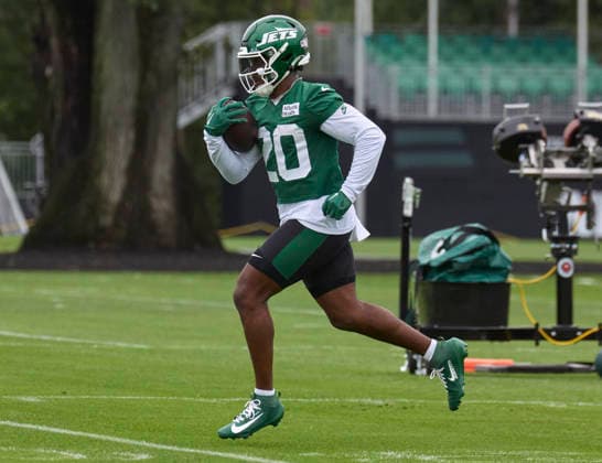 New York Jets running back Breece Hall (20) during training camp at the Atlantic Health Jets Training Center, Florham Park, New Jersey. CSM Florham Park United States - ZUMAc04_ 20260729_zma_c04_024 Copyright: xDuncanxWilliamsx