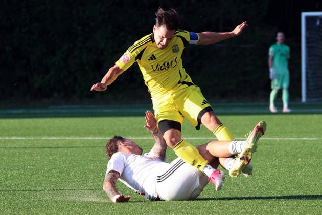 29.07.2026, xrekx, Fussball Schroeder-Liga Saar, 1. FC Saarbruecken II - SpVgg Quierschied v.l. Brückner Lars (SpVgg Quierschied) Lo Scrudato Gianluca (1. FC Saarbrücken II) Zweikampf, Aktion, action, battle for the ball (DFL DFB REGULATIONS PROHIBIT ANY USE OF PHOTOGRAPHS as IMAGE SEQUENCES and or QUASI-VIDEO) Saarbruecken *** July 29, 2026, xrekx, Soccer, Schroeder League Saar, 1. FC Saarbrücken II vs. SpVgg Quierschied, Coach: Lars Brückner, SpVgg Quierschied, Gianluca Lo Scrudato, 1. FC Saarbrücken II, Tackle, action, battle for the ball. DFL and DFB regulations prohibit any use of photographs as image sequences and or quasi-video. Saarbrücken