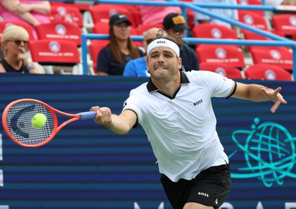 July 29, 2026, Washington, Illinois, USA: TAYLOR FRITZ of USA during the match against K. Majchrzak of Poland in the second round of Mubadala Washington DC, USA. Tennis: Mubadala DC Open - Taylor Fritz  - ZUMAc278 20260729_zsp_c278_056 Copyright: xMarcinxCholewinskix
