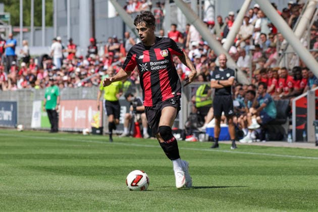 29.07.2026, xgrfx, Fussball Testspiel, Bayer 04 Leverkusen - KRC Genk v.l. Afonso Moreira (Bayer Leverkusen) (DFL DFB REGULATIONS PROHIBIT ANY USE OF PHOTOGRAPHS as IMAGE SEQUENCES and or QUASI-VIDEO) Leverkusen *** July 29, 2026, xgrfx, soccer friendly match, Bayer 04 Leverkusen vs. KRC Genk, Afonso Moreira, Bayer Leverkusen, DFL, DFB. REGULATIONS PROHIBIT ANY USE OF PHOTOGRAPHS AS IMAGE SEQUENCES AND OR QUASI-VIDEO. Leverkusen