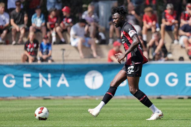 29.07.2026, xgrfx, Fussball Testspiel, Bayer 04 Leverkusen - KRC Genk v.l. Edmond Tapsoba (Bayer Leverkusen) (DFL DFB REGULATIONS PROHIBIT ANY USE OF PHOTOGRAPHS as IMAGE SEQUENCES and or QUASI-VIDEO) Leverkusen *** July 29, 2026, xgrfx, soccer friendly match, Bayer 04 Leverkusen vs. KRC Genk, featuring Edmond Tapsoba, Bayer Leverkusen, DFL, DFB. REGULATIONS PROHIBIT ANY USE OF PHOTOGRAPHS as IMAGE SEQUENCES and or QUASI-VIDEO. Leverkusen