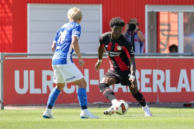 29.07.2026, xgrfx, Fussball Testspiel, Bayer 04 Leverkusen - KRC Genk v.l. Axel Tape (Bayer Leverkusen) (DFL DFB REGULATIONS PROHIBIT ANY USE OF PHOTOGRAPHS as IMAGE SEQUENCES and or QUASI-VIDEO) Leverkusen *** July 29, 2026, xgrfx, soccer friendly match, Bayer 04 Leverkusen vs. KRC Genk, photo by Axel Tape, Bayer Leverkusen, DFL, DFB. REGULATIONS PROHIBIT ANY USE OF PHOTOGRAPHS AS IMAGE SEQUENCES AND OR QUASI-VIDEO, Leverkusen