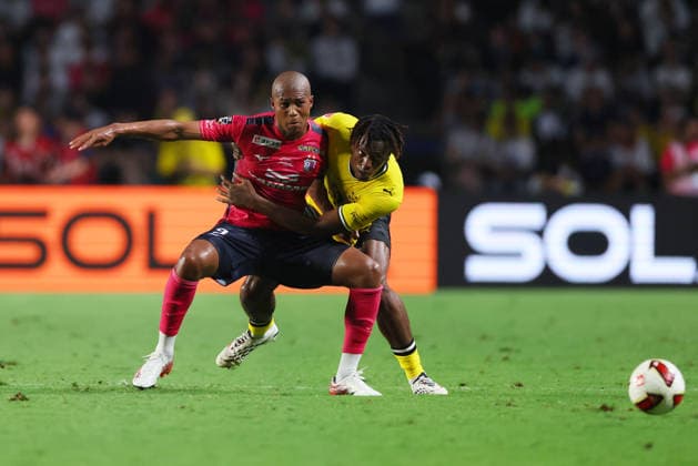 (L to R) Solomon Sakuragawa (Cerezo), Joane Gadou (Dortmund), JULY 29, 2026 - Football Soccer : Cerezo Osaka Global Challenge 2026 between Cerezo Osaka 1-0 Borussia Dortmund at Yanmar Hanasaka Stadium in Osaka, Japan. Noxthirdxpartyxsales  aflo_339489009 NaokixMoritax