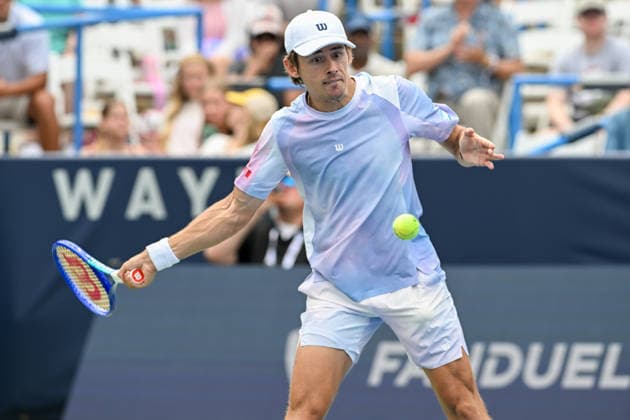 July 29, 2026, Washington, D.C, U.S: ALEX DE MINAUR hits a forehand during his match against Stefanos Tsitsipas at the Rock Creek Tennis Center. Washington U.S - ZUMAg196 20260729_zap_g196_041 Copyright: xKylexGustafsonx