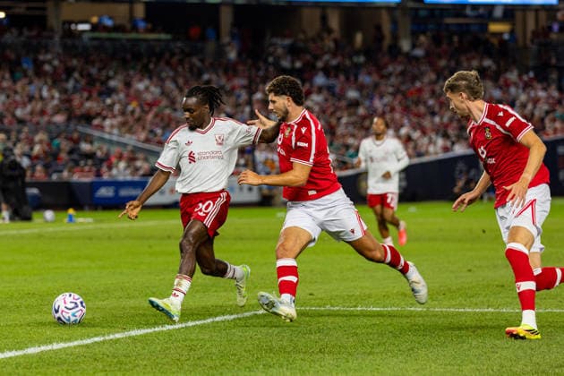 Football - Pre-Season - Liverpool FC v Wrexham AFC NEW YORK, USA - Wednesday, July 29, 2026: Liverpool s Jeremie Frimpong during a pre-season friendly match between Liverpool FC and Wrexham AFC at Yankee Stadium. (Photo by David Rawcliffe Propaganda) NEW YORK Yankee Stadium NEW YORK UNITED STATES OF AMERICA  Copyright: xDavidxRawcliffex P2026-07-29-Liverpool_Wrexham-79