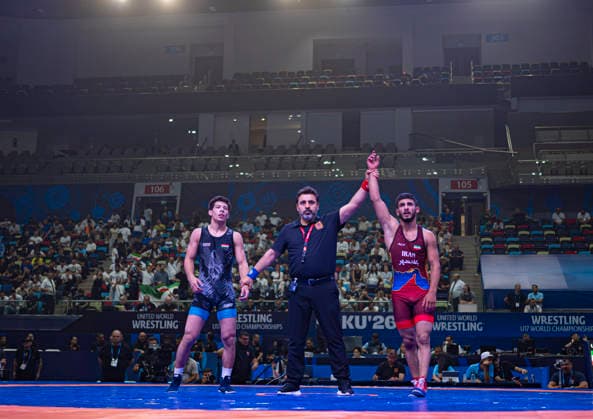 U17, U 17 Wrestling World Championships 60kg GR - Amirreza Saeid Tahmasbpourmarzouni (IRI) df. Makhdi Barotov (TJK) *** U17 Wrestling World Championships, 60 kg Greco-Roman: Amirreza Saeid Tahmasbpourmarzouni (IRI) defeated Makhdi Barotov (TJK)