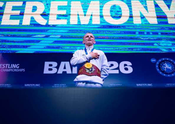 U17, U 17 Wrestling World Championships Podium 45kg GR - Gold: Rylen Bezer Wax (USA) *** U17 Wrestling World Championships Podium: 45kg Greco-Roman Gold – Rylen Bezer Wax, USA