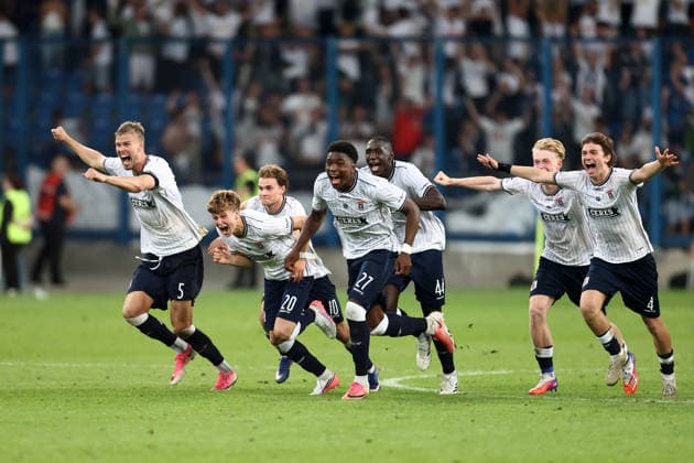 Lech Poznan V Aarhus GF - UEFA Champions League 2026 2027 Second Qualifying Round Second Leg Tomas Oli Kristjansson, Mouhammade Camara, Stefen Tchamche, Christian Storch, and Magnus Knudsen are pictured during the UEFA Champions League 2026 2027 Second Qualifying Round Second Leg match between Lech Poznan and Aarhus GF at Enea Stadium in Poznan, Poland, on July 29, 2026. Poznan Poland  Copyright: xPiotrxMatusewiczx originalFilename:matusewicz-lechpozn260729_npkIl.jpg