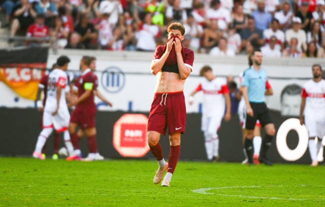 29.07.2026, xpsx, Fussball Testspiel, Kickers Offenbach - VfB Stuttgart v.l. Jelle Goselink (Offenbacher Kickers) (DFL DFB REGULATIONS PROHIBIT ANY USE OF PHOTOGRAPHS as IMAGE SEQUENCES and or QUASI-VIDEO) emspor Offenbach *** July 29, 2026, xpsx, soccer friendly match, Kickers Offenbach vs. VfB Stuttgart, Jelle Goselink, Offenbacher Kickers, DFL, DFB. REGULATIONS PROHIBIT ANY USE OF PHOTOGRAPHS AS IMAGE SEQUENCES AND OR QUASI-VIDEO. emspor Offenbach