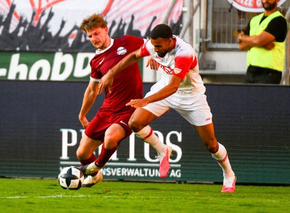 29.07.2026, xpsx, Fussball Testspiel, Kickers Offenbach - VfB Stuttgart v.l. Kristjan Arh Cesen (Offenbacher Kickers) (DFL DFB REGULATIONS PROHIBIT ANY USE OF PHOTOGRAPHS as IMAGE SEQUENCES and or QUASI-VIDEO) emspor Offenbach *** July 29, 2026, xpsx, soccer friendly match, Kickers Offenbach vs. VfB Stuttgart, featuring Kristjan Arh, Cesen, Offenbacher Kickers, DFL, DFB. REGULATIONS PROHIBIT ANY USE OF PHOTOGRAPHS AS IMAGE SEQUENCES AND OR QUASI-VIDEO. emspor Offenbach
