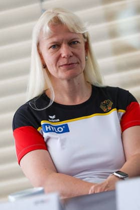 Frankfurt am Main, July 30, 2026: Isabell Sawade (RSG-Teamchefin und TK-Mitglied Weltturnverband) during a media day from Deutscher Turner-Bund (DTB) ahead of the Rhythmic gymnastics, Rhythmische Sportgymnastik, RSG World Championships at Festhalle Frankfurt (Aug. 12 16.2026) *** Frankfurt am Main, July 30, 2026—Isabell Sawade, RSG team captain and member of the Technical Committee of the International Gymnastics Federation, during a media day hosted by the German Gymnastics Federation (DTB) ahead of the Rhythmic Gymnastics World Championships at the Festhalle in Frankfurt, August 12–16, 2026 Copyright: HMBxMedia JoaquimxFerreira