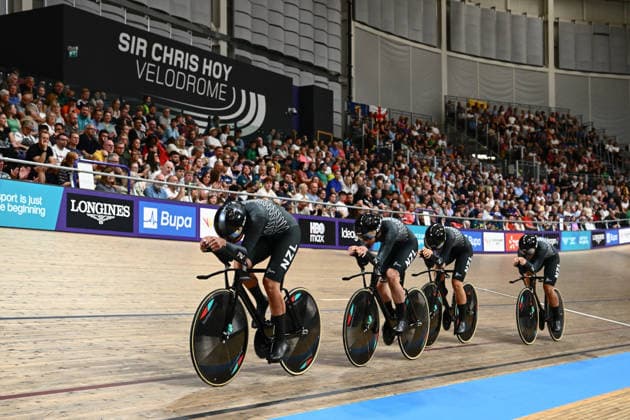 Glasgow 2026 Commonwealth Games Picture by Olly Hassell SWpix.com - 30 07 2026 - Glasgow 2026 Commonwealth Games - Track cycling, Rad, Radsport, Bahnrad, Bahn and Para Track Cycling - Sir Chris Hoy Velodrome, Glasgow, Scotland - Women s 4000m Team Pursuit Qualifying - Bryony Botha, Samantha Donnelly, Prudence Fowler, Ally Maree Wollaston of New Zealand Glasgow Sir Chris Hoy Velodrome Scotland Copyright: x xSWpix.comx(t axPhotographyxHubxLtd)xOllyxHassell SWpix.comx SWP-3030-15931