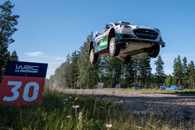 IPA87110713 - Joshua McErlean (IRL) and Eoin Treacy (IRL) in an M Ford World Rally Team Ford Puma Rally1 in action during the FIA WRC, Motorsport Rallye, WM SECTO RALLY FINLAND in Jyväskylä, Finland, July 30–August 2, 2026.  Copyright: xFedericoxManoni IPAxSportx xx 87110713