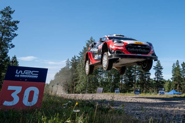 IPA87110714 - M?rti?ö Sesks (LAT) and Ren?rs Francis (LAT) in an M Ford World Rally Team Ford Puma Rally1 in action during the FIA WRC, Motorsport Rallye, WM Secto Rally Finland in Jyväskylä, Finland, July 30–August 2, 2026.  Copyright: xFedericoxManoni IPAxSportx xx 87110714
