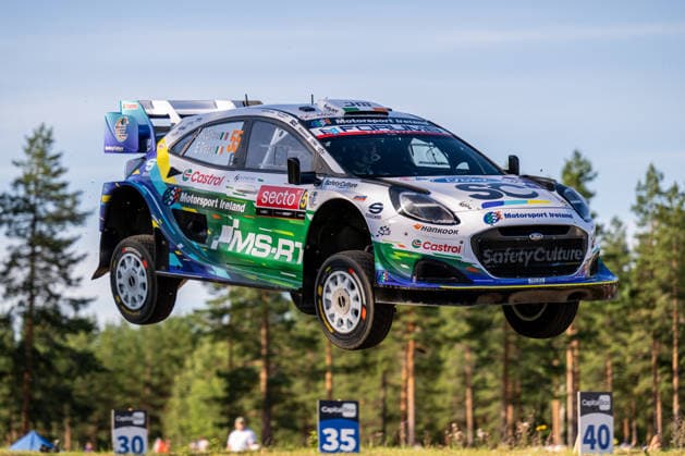 IPA87110734 - Joshua McErlean (IRL) and Eoin Treacy (IRL) in an M Ford World Rally Team Ford Puma Rally1 in action during the FIA WRC, Motorsport Rallye, WM SECTO RALLY FINLAND in Jyväskylä, Finland, July 30–August 2, 2026.  Copyright: xFedericoxManoni IPAxSportx xx 87110734