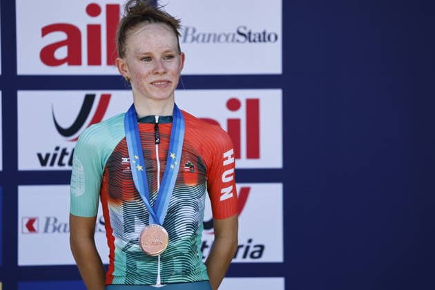 30.07.2026, Monteceneri, Monte Ceneri, 2026 UEC MTB European Championship, EM, Europameisterschaft XCC Women Junior s Final (cross country short track), Nikoletta Bettina Kiss 9 (HUN), 3rd place and bronze medal Monteceneri Monte Ceneri Ticino Switzerland *** July 30, 2026, Monteceneri, Monte Ceneri, 2026 UEC MTB European Championship XCC Women s Junior Final (cross-country short track), Nikoletta Bettina Kiss 9 (HUN), 3rd place and bronze medal, Monteceneri, Monte Ceneri, Ticino, Switzerland Copyright: xJustPictures.ch FrancescoxMinghettix jp-en-FrMi-_NG_0557