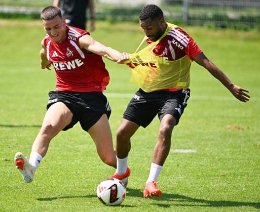 30.07.2026, xophax, Fussball 1.Bundesliga, 1.FC Koeln Trainingslager . Mannschaft des 1.FC Köln in Kitzbühel .Training in Sankt Johann. Said El Mala ( 1.FC Köln ) , links und Linton Maina , rechts ( beide 1.FC Köln ) Kitzbühel *** July 30, 2026, xophax, Soccer, Bundesliga 1, 1. FC Köln Training Camp: 1. FC Köln team in Kitzbühel; training in Sankt Johann; Said El Mala (1. FC Köln, left) and Linton Maina (1. FC Köln, right); both 1. FC Köln; Kitzbühel