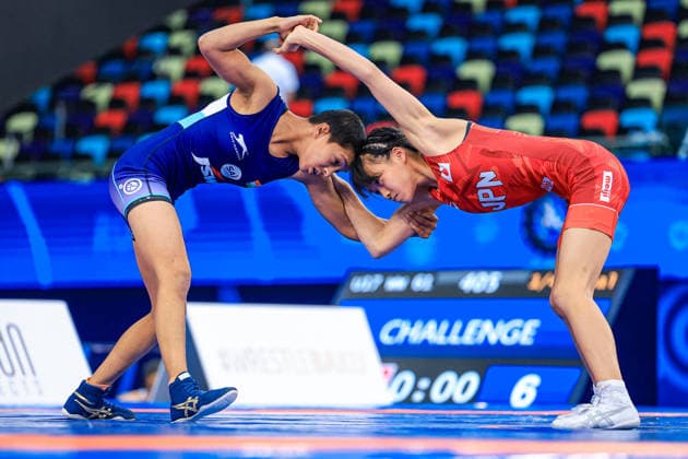 U17, U 17 Wrestling World Championships 40kg WW - Natsumi Sasaki (JPN) df. Rohini Khanu Devba (IND) *** U17 Wrestling World Championships, 40 kg Open Weight: Natsumi Sasaki (JPN) defeated Rohini Khanu Devba (IND) Copyright: xUnitedxWorldxWrestlingx xAmirrezx UWW-U17-WC-BAKU-2026