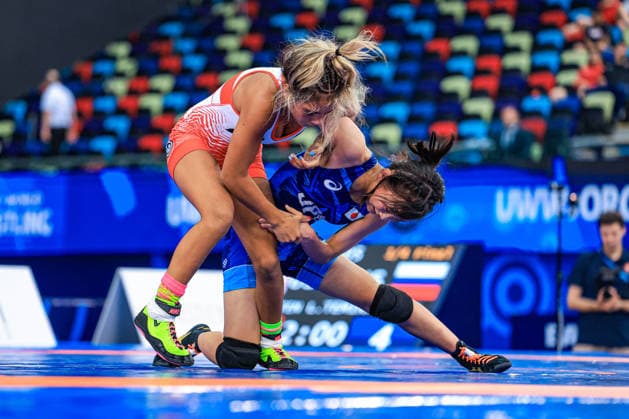 U17, U 17 Wrestling World Championships 46kg WW - Kokona Makino (JPN) df. Madison Marie Healey (USA) *** U17 Wrestling World Championships, 46kg WW: Kokona Makino (JPN) defeated Madison Marie Healey (USA) by fall Copyright: xUnitedxWorldxWrestlingx xAmirrezx UWW-U17-WC-BAKU-2026