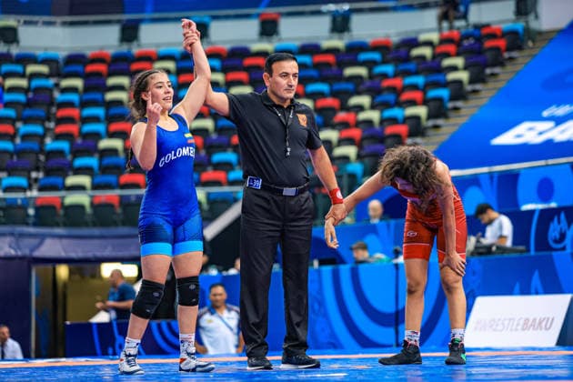 U17, U 17 Wrestling World Championships 53kg WW - Alejandra Serrano Roa (COL) df. Rahma Rezgui (TUN) *** U17 Wrestling World Championships, 53 kg, WW: Alejandra Serrano Roa (COL) def. Rahma Rezgui (TUN) Copyright: xUnitedxWorldxWrestlingx xAmirrezx UWW-U17-WC-BAKU-2026