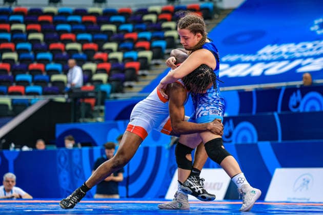 U17, U 17 Wrestling World Championships 61kg WW - Mariama Foula Kaba (GUI) df. Eleni Ntounia (GRE) *** U17 Wrestling World Championships, 61 kg, Women s Weight Class: Mariama Foula Kaba (GUI) defeated Eleni Ntounia (GRE) Copyright: xUnitedxWorldxWrestlingx xAmirrezx UWW-U17-WC-BAKU-2026