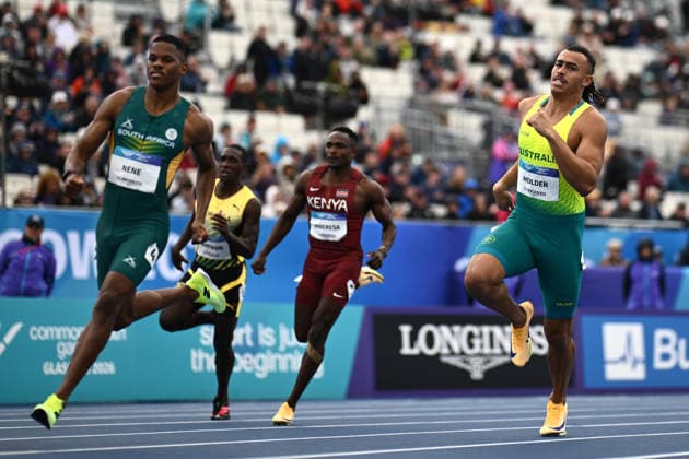 COM26 ATHLETICS, Reece Holder of Australia (right) competes in the Men s 400m Semi-Finals during the Glasgow 2026 Commonwealth Games at Scotstoun Stadium in Glasgow, Scotland, Thursday, July 30, 2026. ( NO ARCHIVING, EDITORIAL USE ONLY Glasgow United Kingdom  Copyright: xJOELxCARRETTx 20260730139364634040