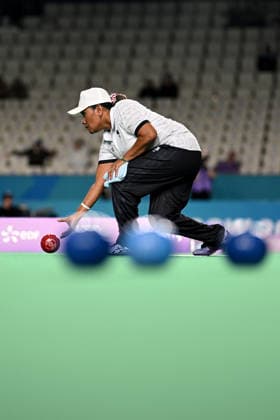 COM26 BOWLS, Elizabeth Moceiwai of Fiji bowls during the Women™s Singles Sectional Play between Fiji and Tonga at the Glasgow 2026 Commonwealth Games at SEC Centre Hall 3 in Glasgow, Scotland, Thursday, July 30, 2026. ( NO ARCHIVING, EDITORIAL USE ONLY Glasgow United Kingdom  Copyright: xLUKASxCOCHx 20260730142071682960