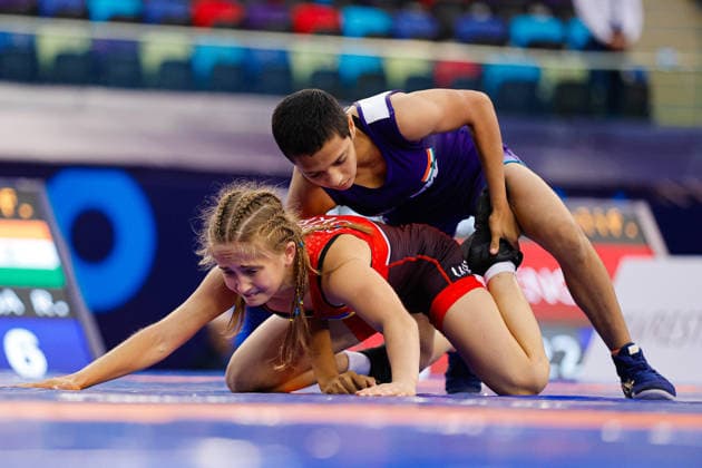 U17, U 17 Wrestling World Championships 40kg WW - Rohini Khanu Devba (IND) df. Mariia Drebot (UKR) *** U17 Wrestling World Championships, 40 kg Open Weight: Rohini Khanu Devba (IND) def. Mariia Drebot (UKR) Copyright: xKostadinxAndonovx UWW-U17-WC-BAKU-2026