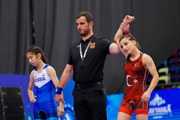 U17, U 17 Wrestling World Championships 40kg WW - Sirin Askara (TUR) df. Fidan Mamedova (RUS) *** U17 Wrestling World Championships, 40 kg WW: Sirin Askara (TUR) def. Fidan Mamedova (RUS) Copyright: xKostadinxAndonovx UWW-U17-WC-BAKU-2026