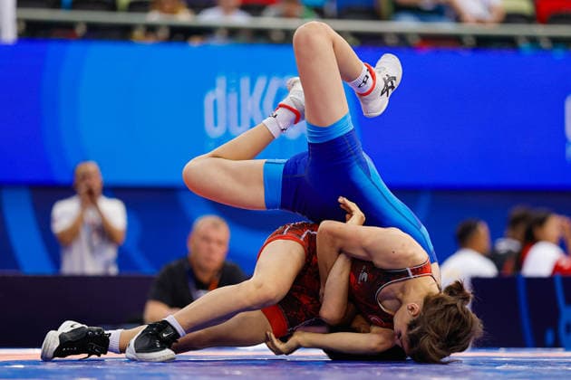 U17, U 17 Wrestling World Championships 40kg WW - Tasmin Athimni (TUN) df. Azzaya Battulga (MGL) *** U17 Wrestling World Championships, 40 kg WW: Tasmin Athimni (TUN) def. Azzaya Battulga (MGL) Copyright: xKostadinxAndonovx UWW-U17-WC-BAKU-2026