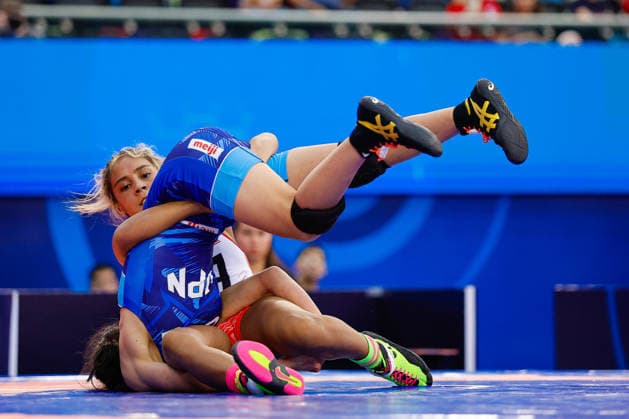 U17, U 17 Wrestling World Championships 46kg WW - Kokona Makino (JPN) df. Madison Marie Healey (USA) *** U17 Wrestling World Championships, 46kg WW: Kokona Makino (JPN) defeated Madison Marie Healey (USA) by fall Copyright: xKostadinxAndonovx UWW-U17-WC-BAKU-2026
