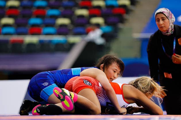 U17, U 17 Wrestling World Championships 46kg WW - Kokona Makino (JPN) df. Madison Marie Healey (USA) *** U17 Wrestling World Championships, 46kg WW: Kokona Makino (JPN) defeated Madison Marie Healey (USA) by fall Copyright: xKostadinxAndonovx UWW-U17-WC-BAKU-2026
