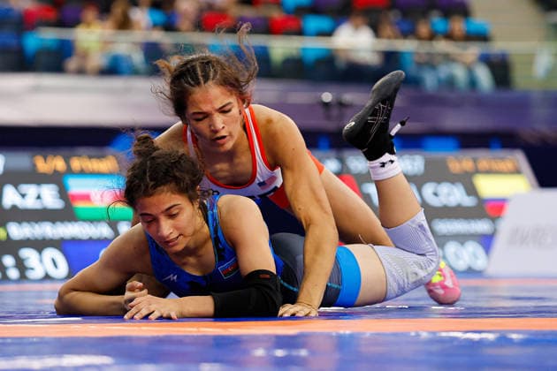 U17, U 17 Wrestling World Championships 53kg WW - Marlee Jade Solomon (USA) df. Fatima Bayramova (AZE) *** U17 Wrestling World Championships, 53kg Weight Class: Marlee Jade Solomon (USA) defeated Fatima Bayramova (AZE) by fall Copyright: xKostadinxAndonovx UWW-U17-WC-BAKU-2026