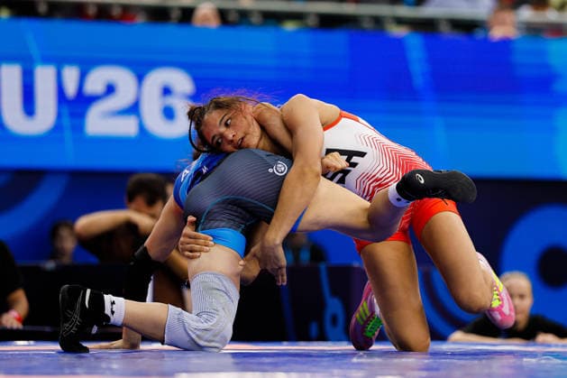 U17, U 17 Wrestling World Championships 53kg WW - Marlee Jade Solomon (USA) df. Fatima Bayramova (AZE) *** U17 Wrestling World Championships, 53kg Weight Class: Marlee Jade Solomon (USA) defeated Fatima Bayramova (AZE) by fall Copyright: xKostadinxAndonovx UWW-U17-WC-BAKU-2026