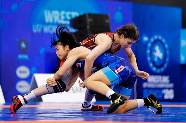 U17, U 17 Wrestling World Championships 53kg WW - Rion Ogawa (JPN) df. Ecrin Salik (TUR) *** U17 Wrestling World Championships, 53 kg WW: Rion Ogawa (JPN) defeated Ecrin Salik (TUR) by fall Copyright: xKostadinxAndonovx UWW-U17-WC-BAKU-2026