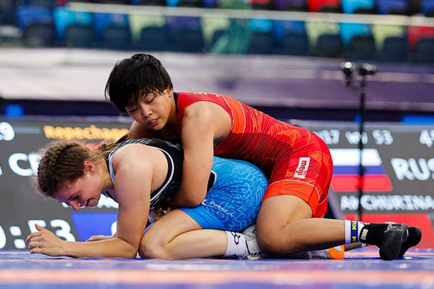 U17, U 17 Wrestling World Championships 57kg WW - Rion Suzuki (JPN) df. Mia Kovac (CRO) *** U17 Wrestling World Championships, 57 kg WW: Rion Suzuki (JPN) def. Mia Kovac (CRO) Copyright: xKostadinxAndonovx UWW-U17-WC-BAKU-2026