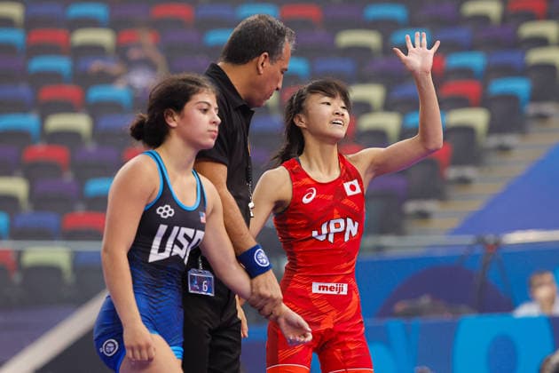 U17, U 17 Wrestling World Championships 40kg WW - Natsumi Sasaki (JPN) df. Sophia Lenae Valdez (USA) *** U17 Wrestling World Championships, 40 kg Open Weight: Natsumi Sasaki (JPN) defeated Sophia Lenae Valdez (USA) Copyright: xKostadinxAndonovx UWW-U17-WC-BAKU-2026