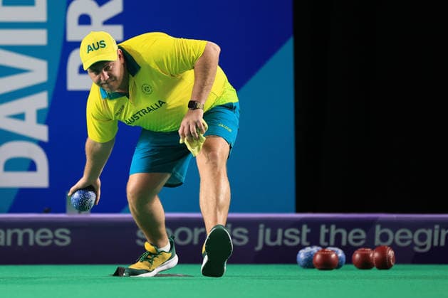 COM26 BOWLS, Corey Wedlock of Australia in action as Fiji play Australia in the Bowls Men s Pairs Sectional, Section D, Round 2 of the Glasgow 2026 Commonwealth Games at SEC Centre Hall 3 in Glasgow, Scotland, Thursday, July 30, 2026. ( NO ARCHIVING, EDITORIAL USE ONLY, AUSTRALIA ONLY Glasgow Scotland United Kingdom  Copyright: xSIMONxSTACPOOLEx 20260731122560695862