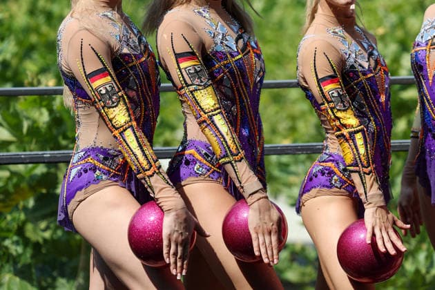 Frankfurt am Main, July 30, 2026: symbolic photo of gymnastics,Team Germany Frankfurt Skyline during a media day from Deutscher Turner-Bund (DTB) ahead of the Rhythmic gymnastics, Rhythmische Sportgymnastik, RSG World Championships at Festhalle Frankfurt (Aug. 12 16.2026) *** Frankfurt am Main, July 30, 2026: A symbolic photo of gymnastics and Team Germany against the Frankfurt skyline, taken during a media day organized by the German Gymnastics Federation (DTB) ahead of the Rhythmic Gymnastics World Championships at the Festhalle Frankfurt, August 12–16, 2026 Copyright: HMBxMedia JoaquimxFerreira