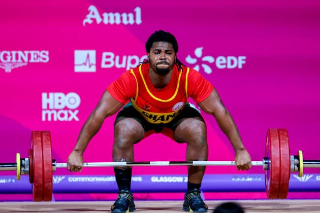 RECORD DATE NOT STATED 30th July 2026; Glasgow, Scotland; 2026 Commonwealth Games, Day Eight; Mens 110kg Weightlifting, Abdul Salim Adjei (GHA) in the snatch RogerxEvans
