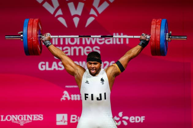 RECORD DATE NOT STATED 30th July 2026; Glasgow, Scotland; 2026 Commonwealth Games, Day Eight; Mens 110kg Weightlifting, Taniela Tuisuva Rainibogi (FIJ) in the snatch RogerxEvans
