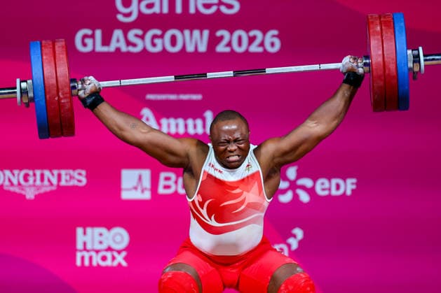 RECORD DATE NOT STATED 30th July 2026; Glasgow, Scotland; 2026 Commonwealth Games, Day Eight; Mens 110kg Weightlifting, Cyrille Tchatchet II (ENG) in the snatch RogerxEvans