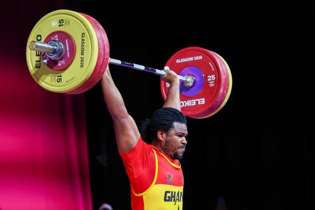 RECORD DATE NOT STATED 30th July 2026; Glasgow, Scotland; 2026 Commonwealth Games, Day Eight; Mens 110kg Weightlifting, Abdul Salim Adjei (GHA) in the clean and jerk RogerxEvans