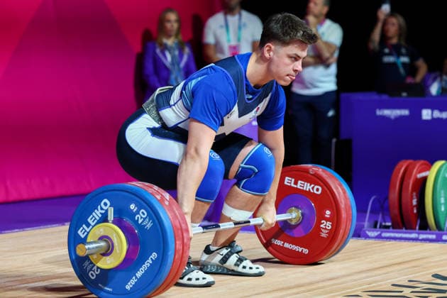 RECORD DATE NOT STATED 30th July 2026; Glasgow, Scotland; 2026 Commonwealth Games, Day Eight; Mens 110kg Weightlifting, Drew Burns (SCO) in the clean and jerk RogerxEvans