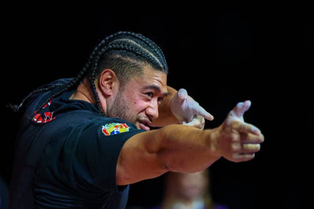 RECORD DATE NOT STATED 30th July 2026; Glasgow, Scotland; 2026 Commonwealth Games, Day Eight; Mens 110kg Weightlifting, Joshua Makafana Uikilifi Jr (TGA) in the clean and jerk celebrates to the crowd RogerxEvans