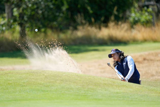 LYTHAM, ENGLAND - JULY 30: Patty Tavatanakit (THA) plays from a green side bunker on the 1st hole during Round 1 at the 50th AIG Women™s Open Championship at the Royal Lytham and St Anne™s Golf Club, Lytham on July 30, 2026 in Lancashire, England The 50th AIG Women™s Open Championship