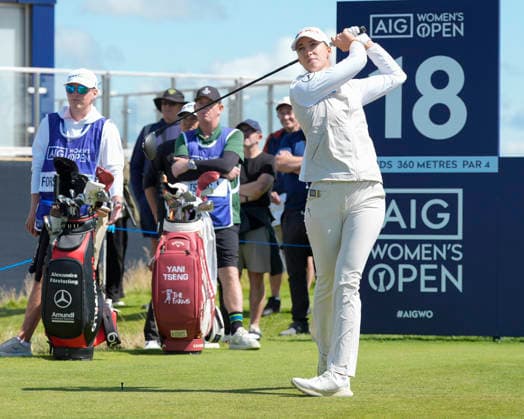 LYTHAM, ENGLAND - JULY 30: Alexandra Forsterling (GER) plays from the eighteenth tee during Round 1 at the 50th AIG Women™s Open Championship at the Royal Lytham and St Anne™s Golf Club, Lytham on July 30, 2026 in Lancashire, England The 50th AIG Women™s Open Championship